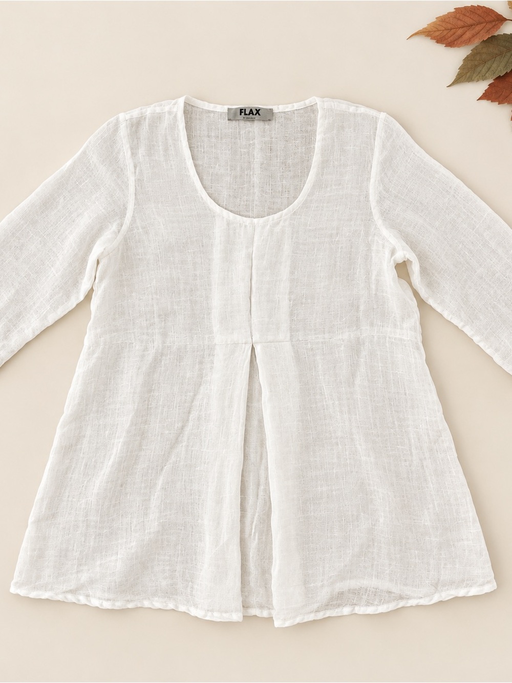 Flax 100% Linen Lightweight White  Tunic Top